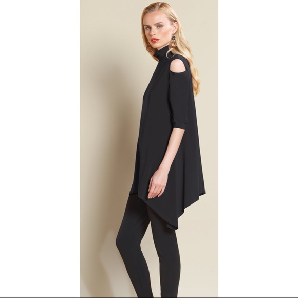 Clara Sun Woo Tops - Clara Sun Woo Mock Neck Cold Shoulder Top